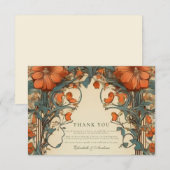 Art Nouveau Bloemenbruiloft Bedankkaart (Voorkant / Achterkant)