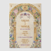  Art Nouveau Bloemenbruiloft Vellum Uitnodigingen (Voorkant)