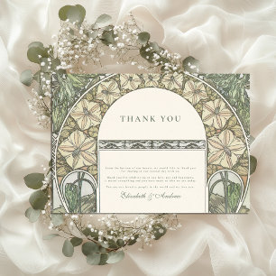 Art Nouveau bloemendecoratie bruiloft Bedankkaart