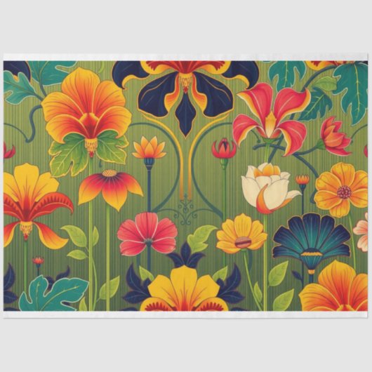 Art Nouveau Bloemendecoupage Tissuepapier (Voorkant)