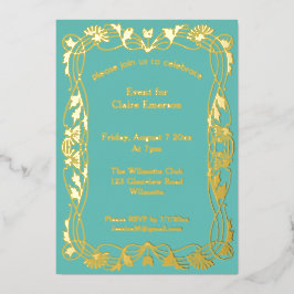 Art nouveau bloemenframe folie uitnodiging