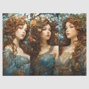  Art Nouveau Bloemengodin Victoriaans Boho Tissuepapier