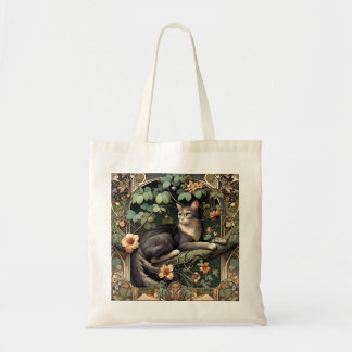Art Nouveau Bloemenkat Elegantie Tote Bag