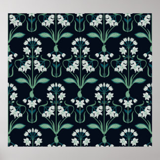 Art nouveau bloemenmotief, abstract naadloos motie poster