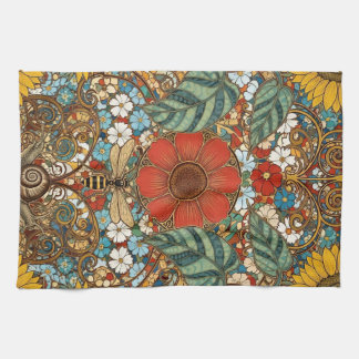 Art Nouveau bloementuin – zonnebloemen, bij Theedoek