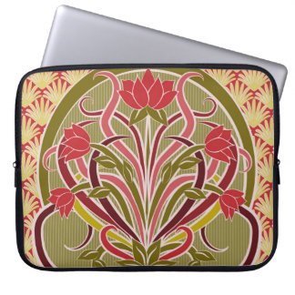 Art Nouveau bloemetjesbehang. Laptop Sleeve
