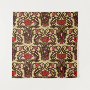 Art Nouveau bloemetjesbehang. Wandkleed