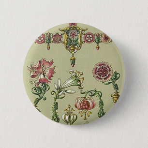 Art nouveau bloemige haarspelden Victoriaanse anto Ronde Button 5,7 Cm