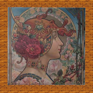 Art Nouveau Bloemige Muze   Vintage Belle Époque  Tegeltje
