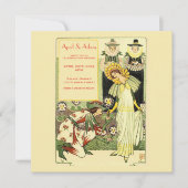 Art Nouveau bloemige trouwuitnodiging uit vervloge (Voorkant)