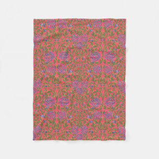 Art Nouveau bloemmotief paars roze groen Fleece Deken