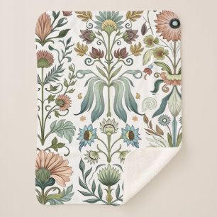 Art Nouveau bloemontwerp 402 bloemen Sherpa Deken