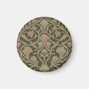 Art Nouveau bloempatroon donkergroen roze vintage Magneet