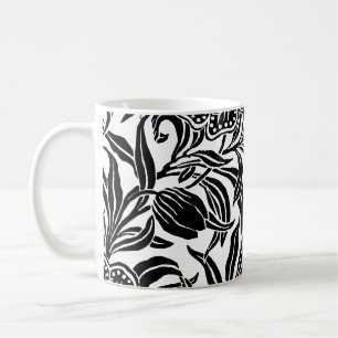 Art Nouveau bloemrijke botanische elegante zwart-w Koffiemok