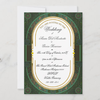 Art Nouveau bloemrijke kalligrafie uitnodiging