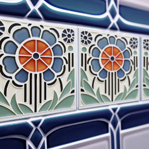 Art Nouveau Bloom Bloem Keramische tegel Tegeltje