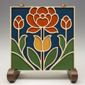 Art Nouveau Bloom Floral Ceramic Tile Tegeltje