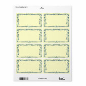 Art Nouveau Blue Adresse Étiquette d'expédition (Feuille entière)