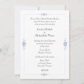 Art Nouveau Blue Framed Wedding Kaart (Voorkant)