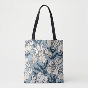 Art Nouveau, Blue Garden Iris Flowers Draagtas