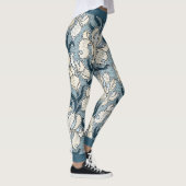  Art Nouveau, Blue Garden Iris Flowers Leggings (Rechts)