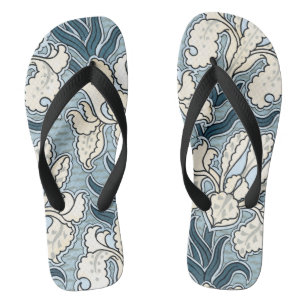  Art Nouveau, Blue Garden Iris Flowers Teenslippers