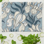  Art Nouveau, Blue Garden Iris Flowers Theedoek (Gevouwen)