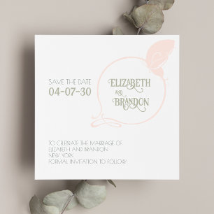 Art Nouveau Blush Pink  Butterfly Wedding Save The Date