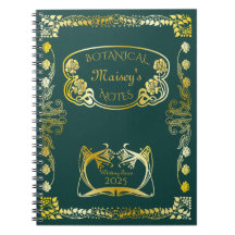 Art Nouveau Book Hoesje Botanical Motifs Gold Gree