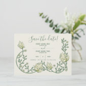 Art Nouveau Botanical,  script Save The Date (Staand voorkant)