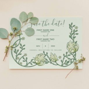 Art Nouveau Botanical, script Save The Date