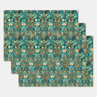 Art Nouveau Botanical Wrapping Paper Sheets Set