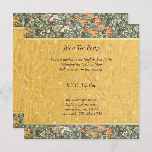 Art Nouveau Botanische Bloem Uitnodigingen voor he (Voorkant / Achterkant)