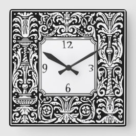 Art Nouveau Botanische geometrische grens Vierkante Klok