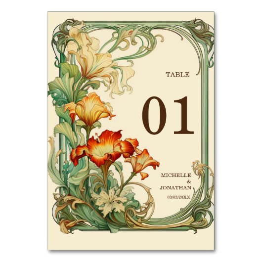  Art Nouveau Botanische Mucha Dank u Kaart (Voorkant)