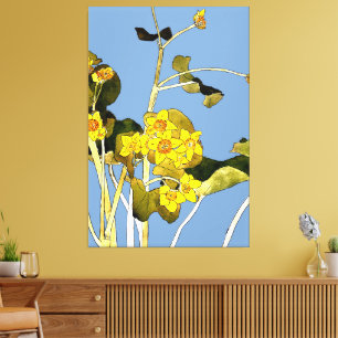 Art nouveau boterbloem canvas afdruk
