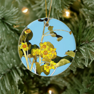 Art nouveau boterbloem keramisch ornament