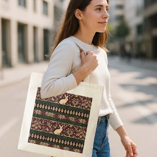Art Nouveau Bourgondië Bloemkonijn Paasei Chic Tote Bag