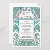 Art Nouveau  Bridal Shower Invitations Blue Kaart (Voorkant / Achterkant)