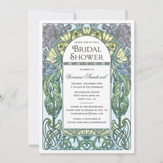 Art Nouveau  Bridal Shower Invitations Kaart (Voorkant)