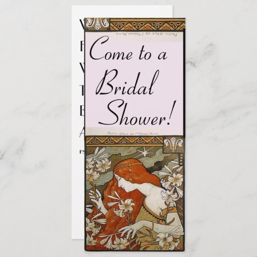 Art Nouveau Bridal Shower-uitnodiging Kaart (Voorkant / Achterkant)