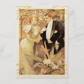 Art nouveau bride en groom kaart