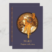 Art Nouveau Bride Wedding Invitation Kaart (Voorkant / Achterkant)