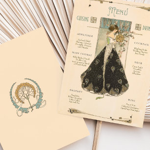 Art Nouveau Bruiloft Menu & Drinken Kaart