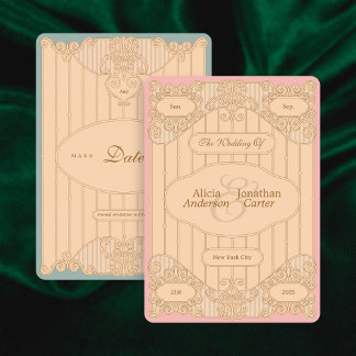 Art Nouveau bruiloft Save The Date met sierlijke d