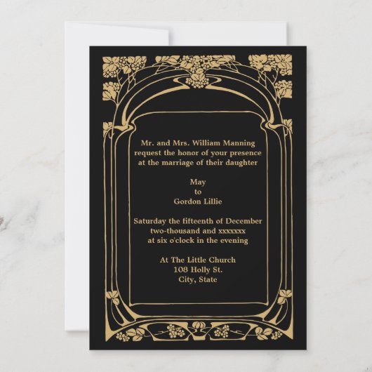  Art Nouveau bruiloft uitnodiging 2 (Achterkant)