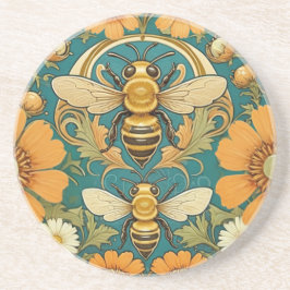 Art Nouveau Bumble Bee Decoratieve Keramische Tege Zandsteen Onderzetter
