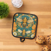 Art Nouveau Bumble Bee Pot Holder Pannenlap (Top down)