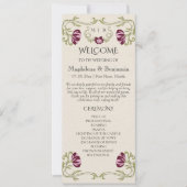 Art Nouveau Burgundy Pink Floral Wedding Program (Voorkant)