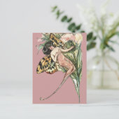 Art Nouveau Butterfly Fairy Briefkaart (Staand voorkant)